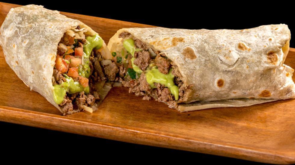 14 Two Carne Asada Burritos · Two carne asada burritos with guacamole and pico served with rice and beans.