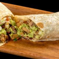 Carnitas Burrito · Diced pork, guacamole & pico de gallo.