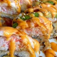 Golden Knight · Spicy Tuna/Cucumber/Shrimp Tempura/Crab salad/
avocado/shrimp/spicy mayo/eel sauce