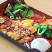 Lunch Bento Box From 12Pm To 3Pm · Comes with Miso soup,Ginger salad, Steam rice