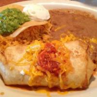 Chimichanga Combo · Served with guacamole and sour cream.