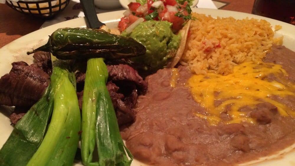 Carne Asada Special · Grilled thinly sliced skirt steak. Served with guacamole and two broiled green onions.