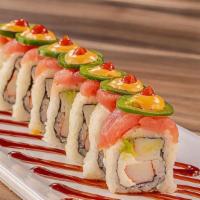 Guamuchilito Roll · In: shrimp, imitation crab, Philadelphia and avocado. Out: topped with crab mix and avocado....