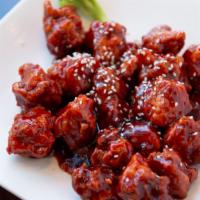 Sesame Chicken · Served with steamed rice soup and tea.