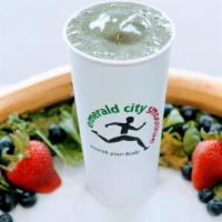 The Emerald · Strawberry, Banana, Kale, Spinach, Blueberry and Whey Protein.