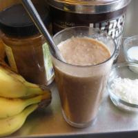 Almond Joy · 16 ounce. Almond butter, coconut milk, coconut shred, chocolate, banana, and non fat frozen ...