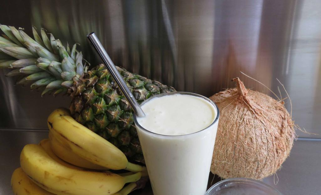 Banana Colada · Banana, pineapple, coconut milk.