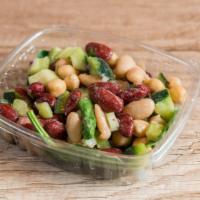 3 Bean Salad · Garbanzo bean, kidney bean, cannelloni bean, cucumber, red onion, spinach, celery, parsley, ...