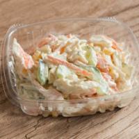 Crab Salad · Imitation crab meat, cucumber, shredded carrot, corn, mayo, sesame oil, lemon juice, black p...