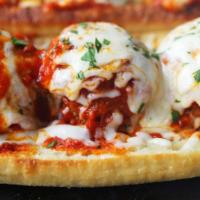 Meatball · Meatball, mozzarella cheese, marinara, seasoning.