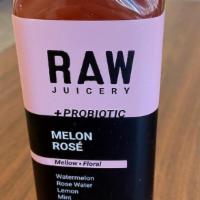 Raw Juice - Melon Rose · Organic Cold Pressed Watermelon, Lemon, Mint, Rose Water, Baobab, Vegan Probiotic