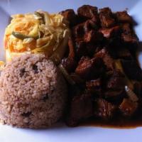 Jerk Pork · One of the most traditional Jamaican dishes. Pork steaks marinated in our spicy blend of Jam...