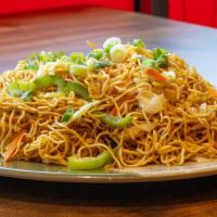 Vegetable Chow Mein · Chow mein cook with white sauce and crispy noodles.