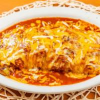 Super Burrito Picante · Our spiciest burrito stuffed with rice, beans, chicken, shredded beef and ground beef.