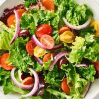 Side Italian Salad · Romaine, garden vegetables, kalamata olives and our Italian vinaigrette dressing
