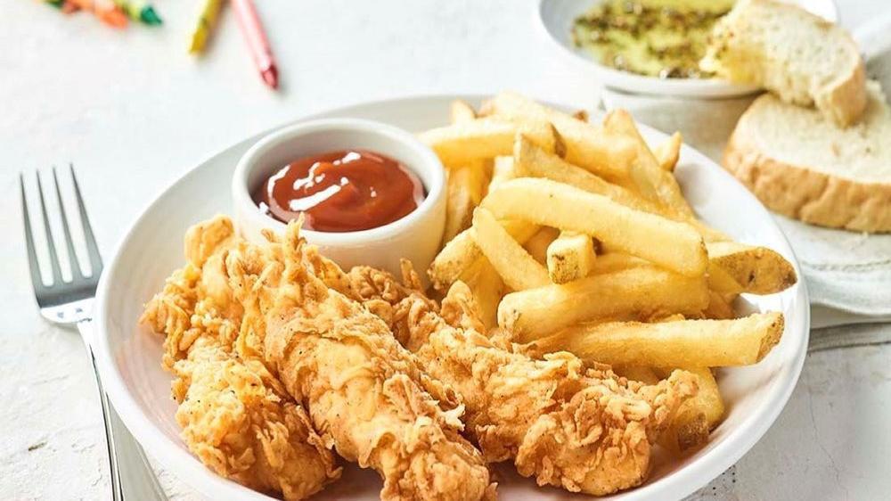 Chicken Fingers · Served with French Fries and a side of ketchup.