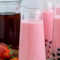 Strawberry Milk Tea · Best strawberry flavor milk tea you can get in Tucson