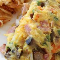 3 Egg Scramble · Colorado Proud Eggs / 2 Fillings / Hash Browns / Choice of Toast / Choice of Breakfast Meat ...