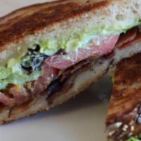 Abclt · Grilled Multi Grain / Smashed Avocado / Applewood Smoked Bacon / Melted Havarti Cheese / Mix...