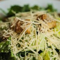 Side Caesar Salad · Romaine, chicken, Italian homestyle croutons, parmesan, and house-made Caesar dressing. (Con...