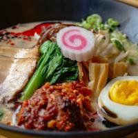 Tonkotsu  Kimchi · Ramen noodle, pork base, chashu pork(2pcs), grilled kimchi, wood ear mushrooms, bamboo shoot...