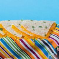 Cheese Quesadilla · Shredded melted cheese in a crispy flour tortilla and served with a side of pico de gallo an...