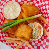 Fish Dinner · Tender filets of Icelandic cod, deep fried and served with French fries, cole slaw, hot roll...