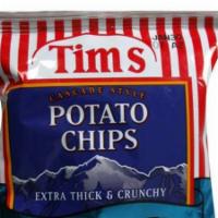 Potato Chips · Tim's gluten free potato chips. Note:
Jalapeno
Salt & Vinegar
BBQ
Original