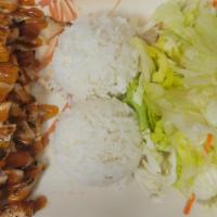 Chicken Breast Teriyaki · Served with steamed rice and salad.