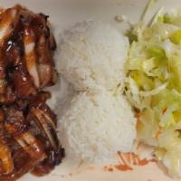 Chicken & Short Rib · Combination of chicken teriyaki and beef short ribs. 
Served with steamed rice and salad.