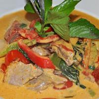 Gang Phed Ped Yang (Roasted Duck Red Curry) · Thai Red curry like you've never had it, blending moist and fragrant roasted duck in coconut...