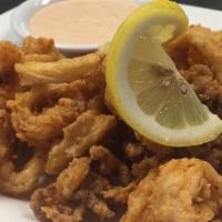 Calamari · Lightly battered and deep fried. Served with horseradish sauce.

Consuming raw or undercooke...