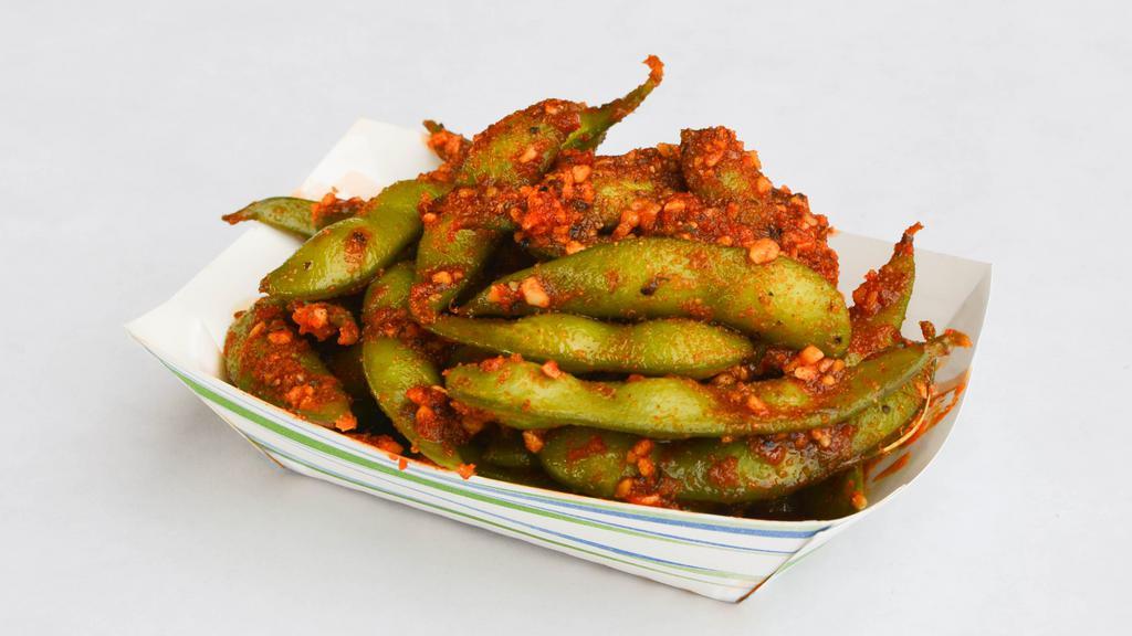 Angry Edamame · Spiced with creole seasoning.