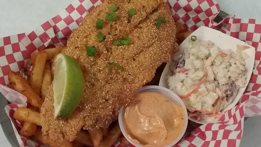 Catfish Basket · Southern style lightly breaded with citrus and tartar sauce.