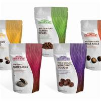 Goodie Bags · Snack sized offering of sundry chocolates in a resealable pouch!