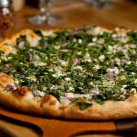 Howser · olive oil base • mozzarella // spinach • red onion • feta • fresh garlic • parmesan • fresh ...