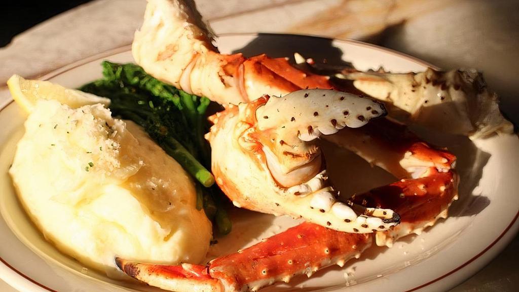 Alaskan King Crab · 18-20 oz steamed, drawn butter, garlic mashed potatoes, seasonal vegetable