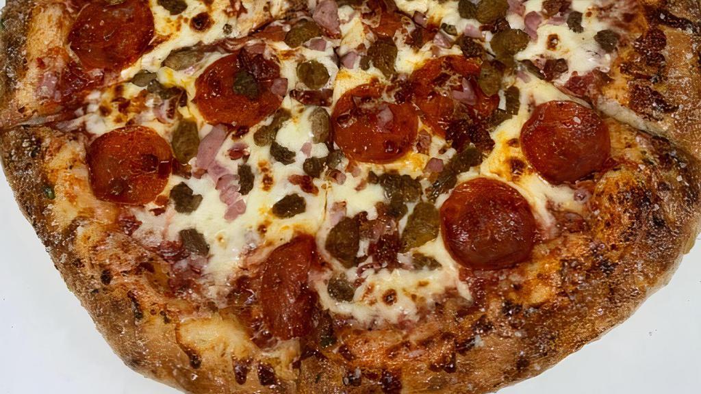 Meat Lovers · Pepperoni, italian sausage, bacon, ham, ground beef