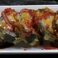 Volcano Roll · (8)Pieces with white tuna,crab meat and avocado. Than it’s deep fried in maki tempura. Serve...