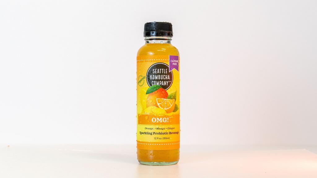 Omg!™ - Orange, Mango And Ginger! Caffeine Free Water Kefir* · OMG!™ is our most popular flavor. Orange, Mango and Ginger Water Kefir. Contains no tea and No caffeine! Named at Pike Place Market when customers exclaimed 