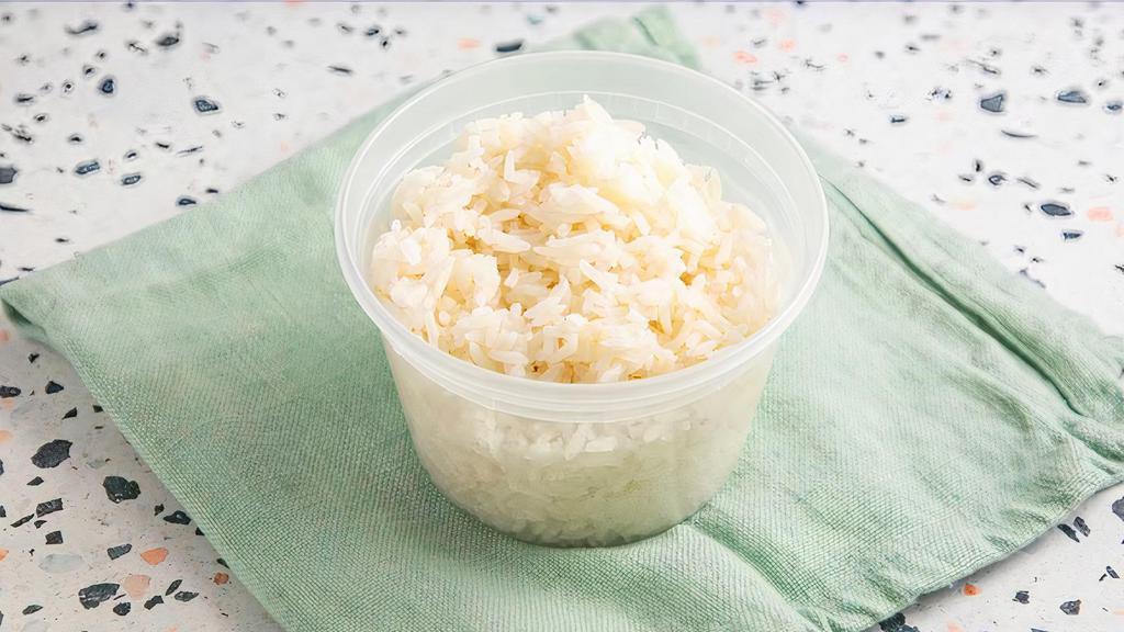 Jasmine Coconut Rice · Two 4 oz. scoops (1/2 lb.) of jasmine rice with a hint of coconut.
