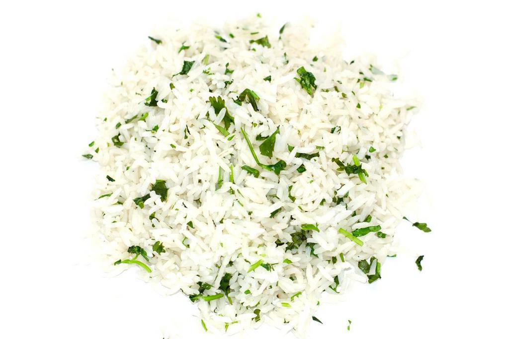 Cilantro-Lime White Rice · White rice, canola/olive oil blend, bay leaves, salt, lime juice, cilantro