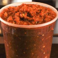 Salsa Picante (Hot) (Quart) · House-made hot salsa with tomatoes, jalapenos, serrano peppers, onions, and cilantro and a s...
