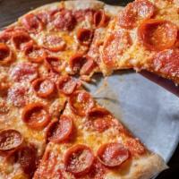 Pepperoni Pizza · Pepperoni, Tomato Sauce, Mozzarella, and Parmesan.