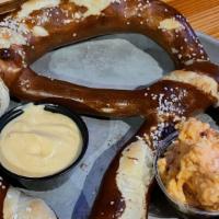 Giant Pretzel (V) · with Swiss Cheese Dip + Pimento Cheese