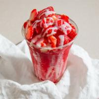 Fruit Raspado · Shaved iced with fruit syrup, and condensed milk aka. Lechera