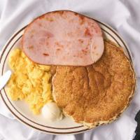 2+2+2 (Ham Or Italian Sausage) · Two cakes, ham or Italian sausage, two eggs.

Noted items can be cooked to order. Consuming ...