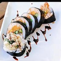 Yakuza Roll · Tempura Squash, asparagus, and shishito peppers with vegan unagi sauce