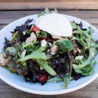 Varsity Salad · Mix Greens + Charred Brussel Sprouts + Apples + Avocado + Cherry Tomato +. Marcona Almonds +...
