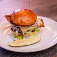Chicken Sandwhich · Grilled or Fried Chicken + Lettuce + Pickle + House Spread + Pepper Jack Cheese + Jalapeño R...
